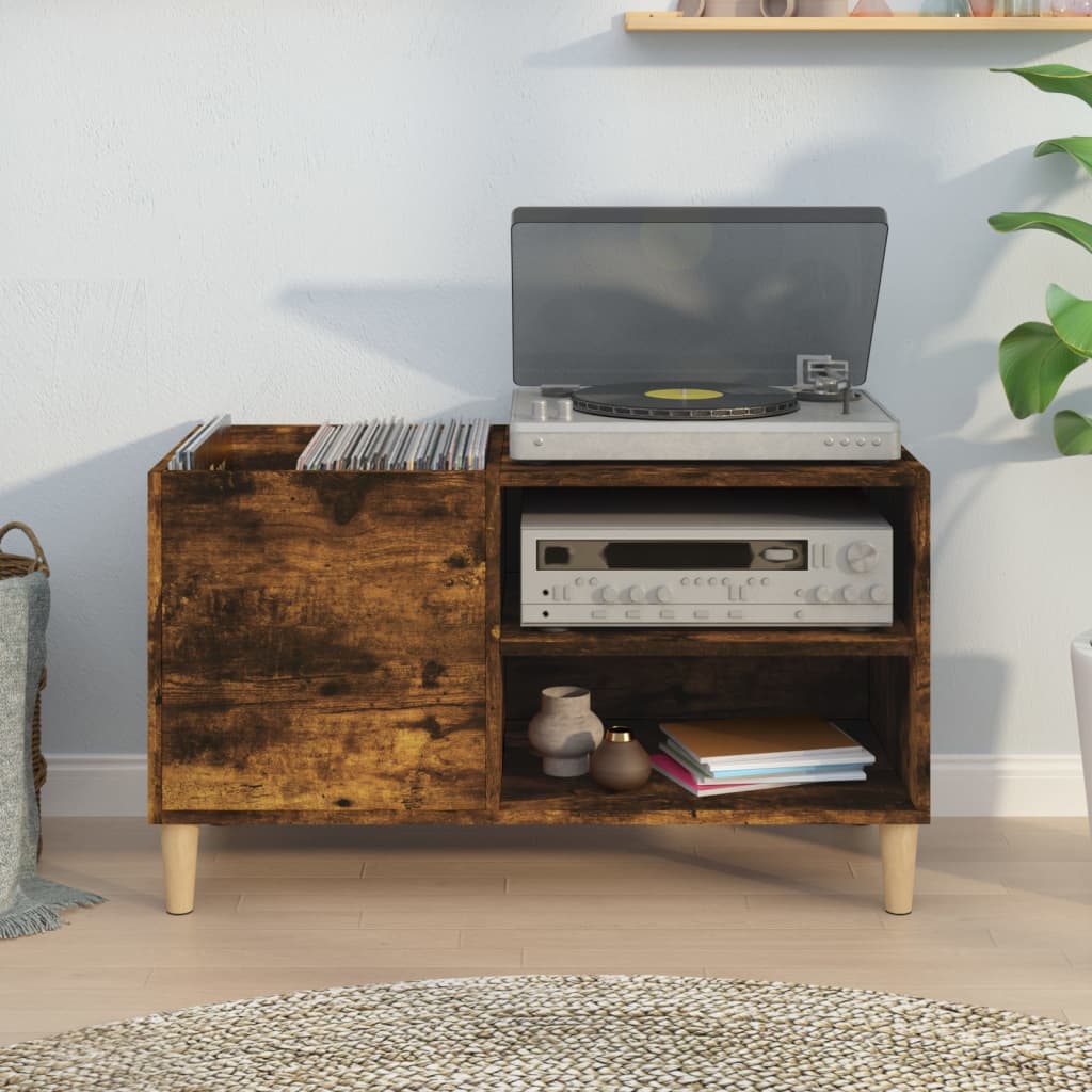 Platenkast 84,5x38x48 cm bewerkt hout gerookt eikenkleurig is nu te koop bij PeponiXL, paradijselijk wonen!