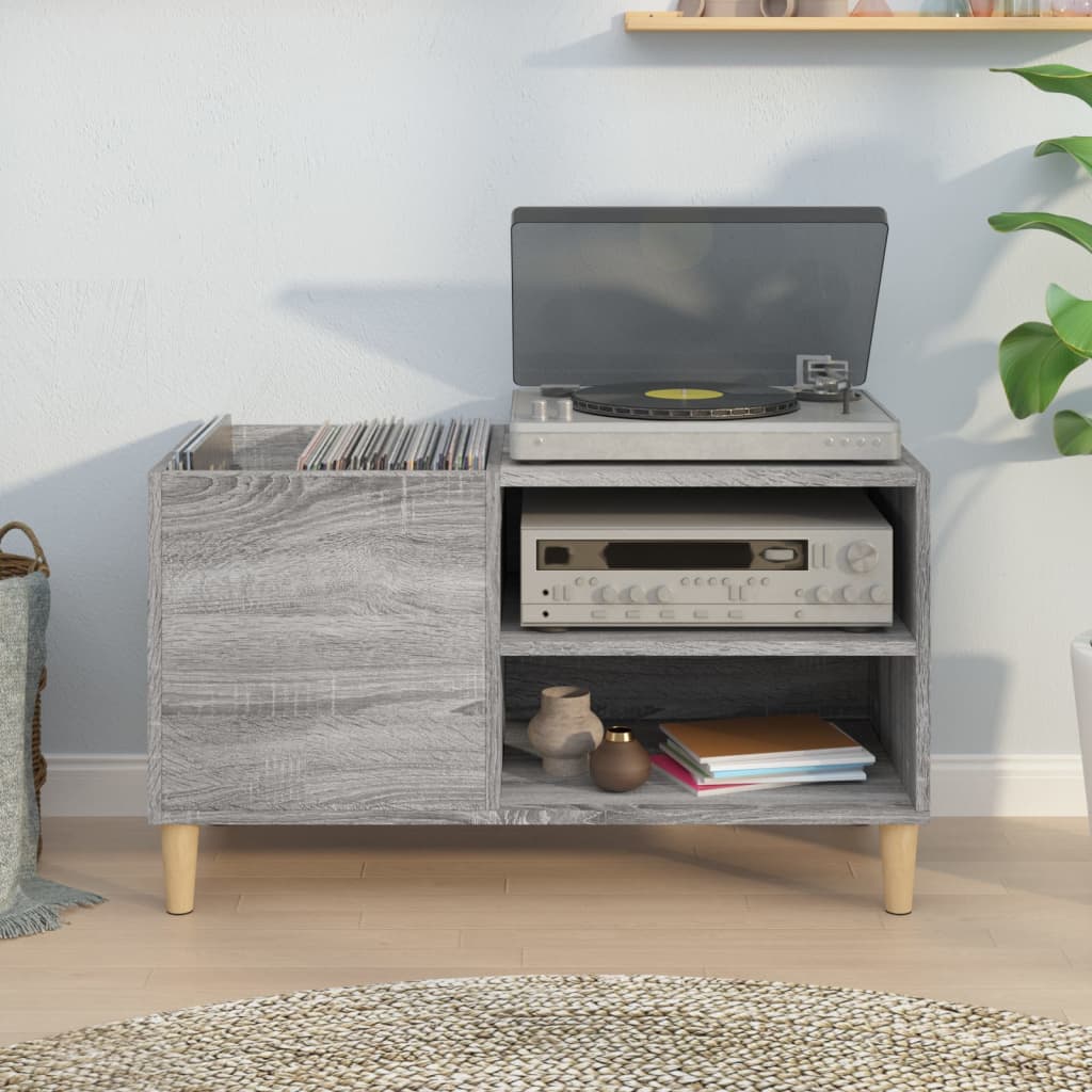 Platenkast 84,5x38x48 cm bewerkt hout grijs sonoma eikenkleurig is nu te koop bij PeponiXL, paradijselijk wonen!