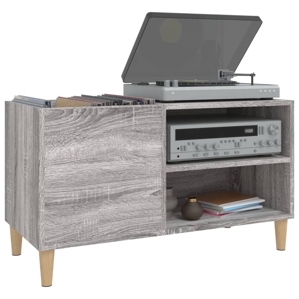 Platenkast 84,5x38x48 cm bewerkt hout grijs sonoma eikenkleurig is nu te koop bij PeponiXL, paradijselijk wonen!