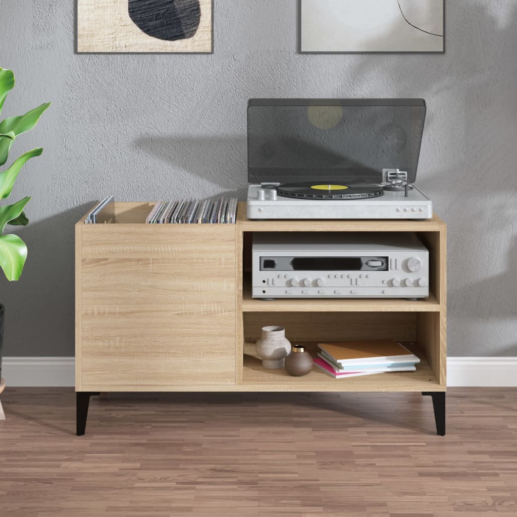 Platenkast 84,5x38x48 cm bewerkt hout sonoma eikenkleurig is nu te koop bij PeponiXL, paradijselijk wonen!