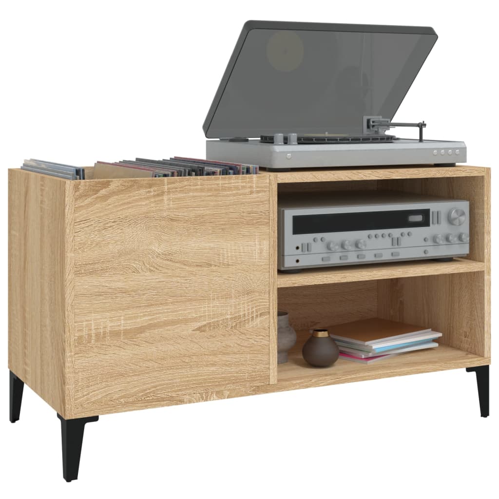 Platenkast 84,5x38x48 cm bewerkt hout sonoma eikenkleurig is nu te koop bij PeponiXL, paradijselijk wonen!