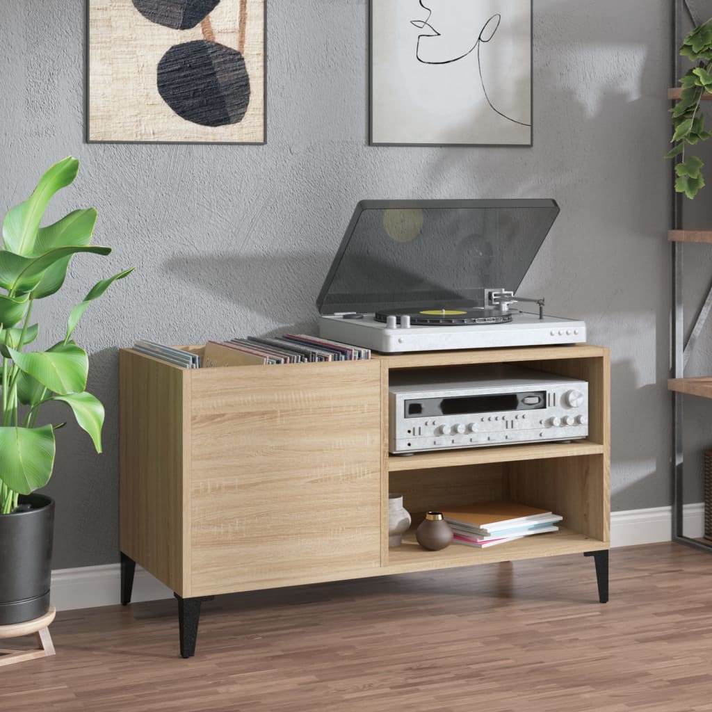 Platenkast 84,5x38x48 cm bewerkt hout sonoma eikenkleurig is nu te koop bij PeponiXL, paradijselijk wonen!