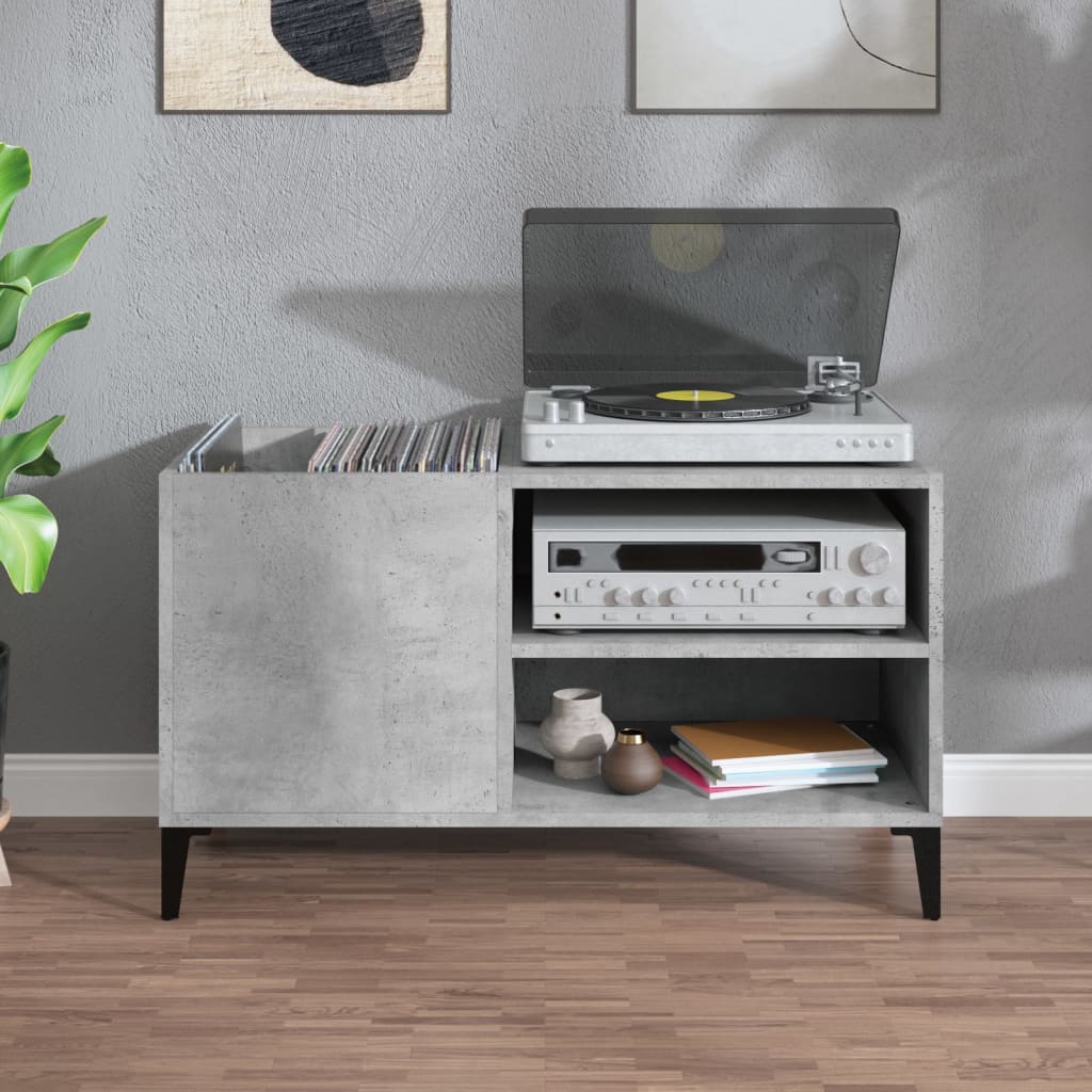 Platenkast 84,5x38x48 cm bewerkt hout betongrijs is nu te koop bij PeponiXL, paradijselijk wonen!