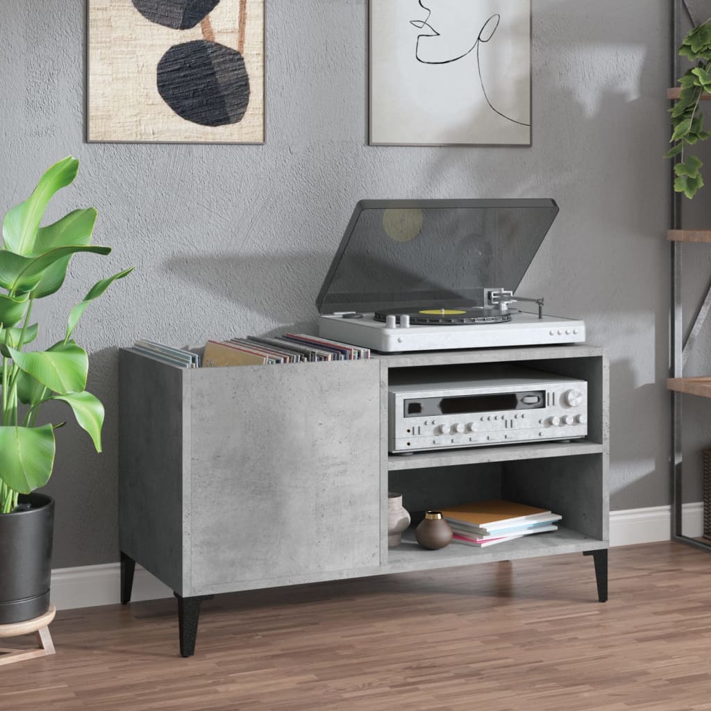 Platenkast 84,5x38x48 cm bewerkt hout betongrijs is nu te koop bij PeponiXL, paradijselijk wonen!