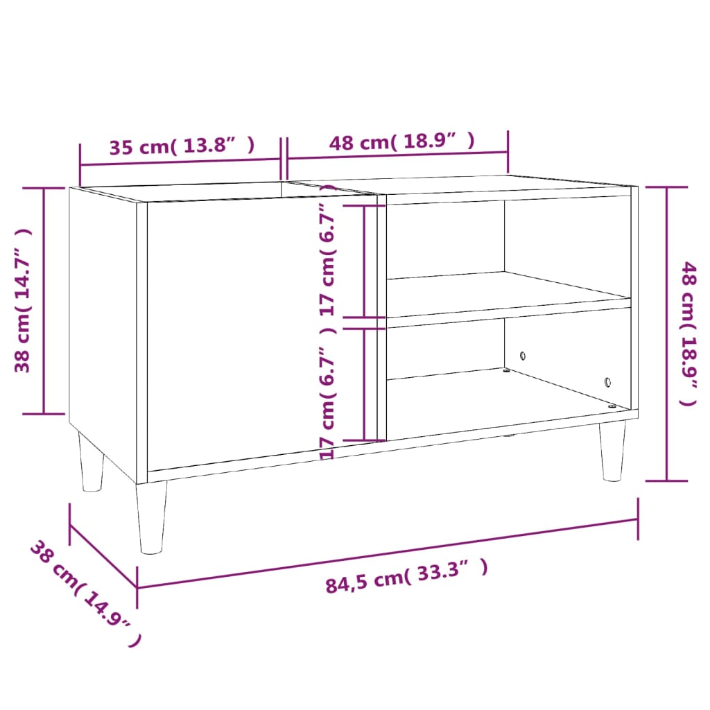 Platenkast 84,5x38x48 cm bewerkt hout gerookt eikenkleurig is nu te koop bij PeponiXL, paradijselijk wonen!