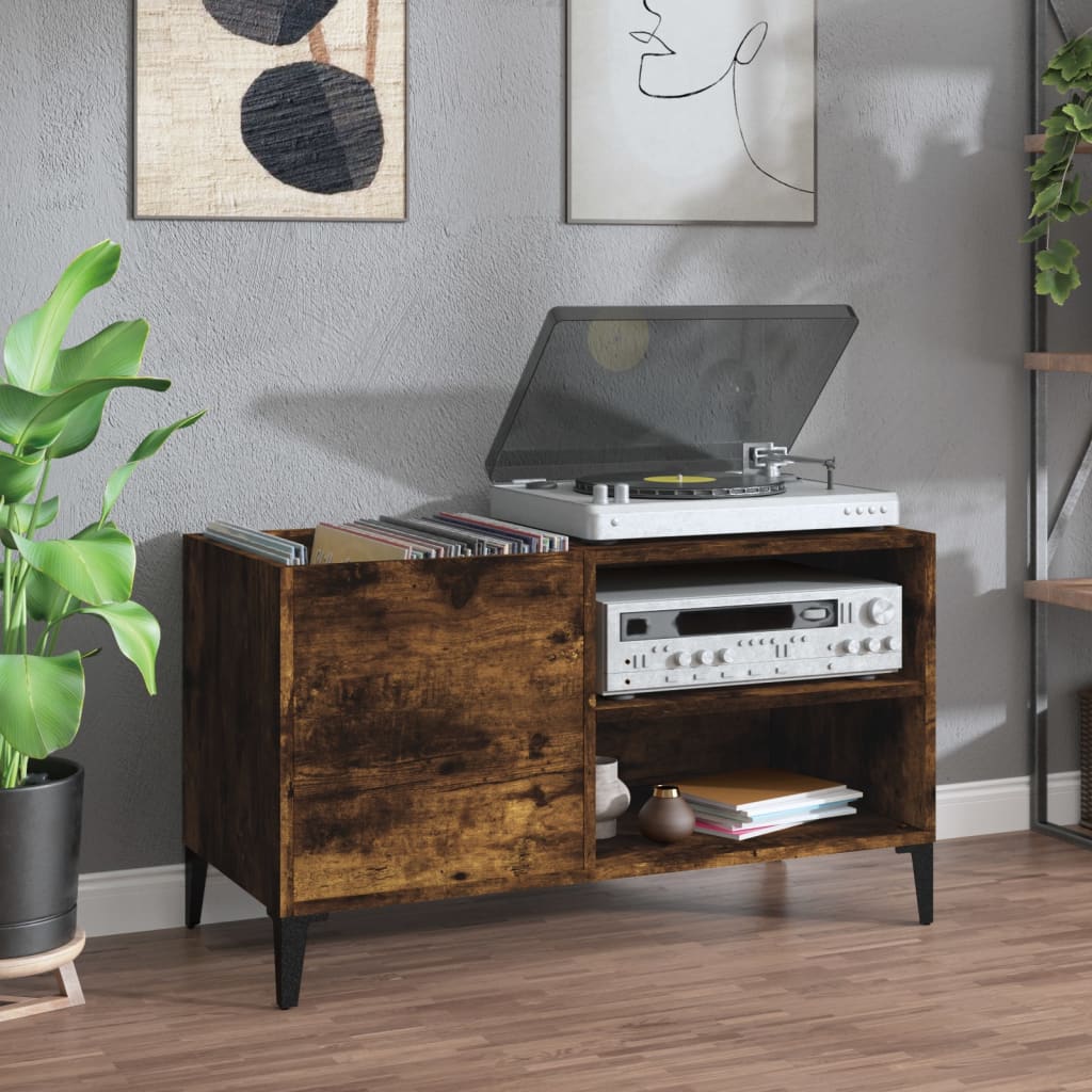 Platenkast 84,5x38x48 cm bewerkt hout gerookt eikenkleurig is nu te koop bij PeponiXL, paradijselijk wonen!