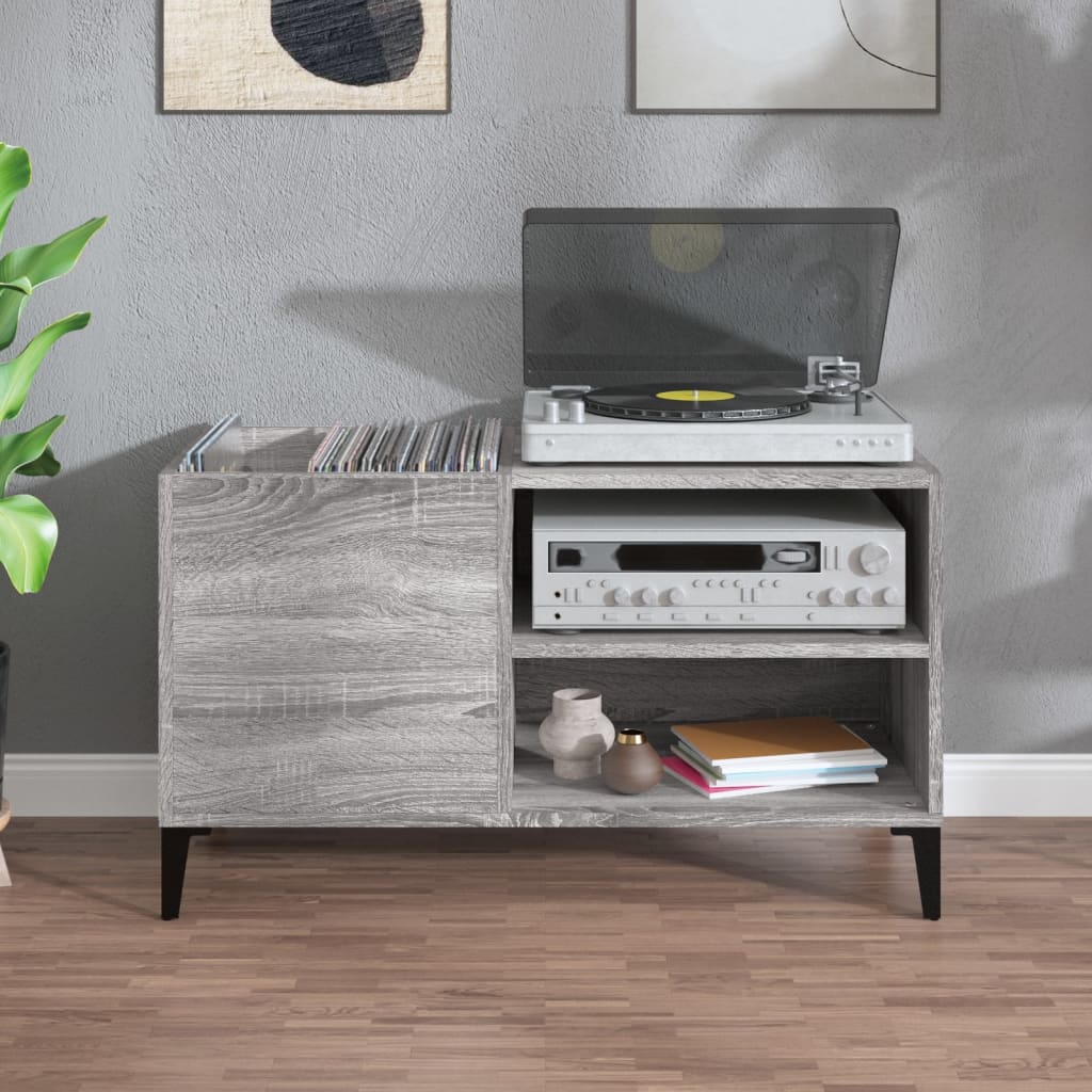 Platenkast 84,5x38x48 cm bewerkt hout grijs sonoma eikenkleurig is nu te koop bij PeponiXL, paradijselijk wonen!