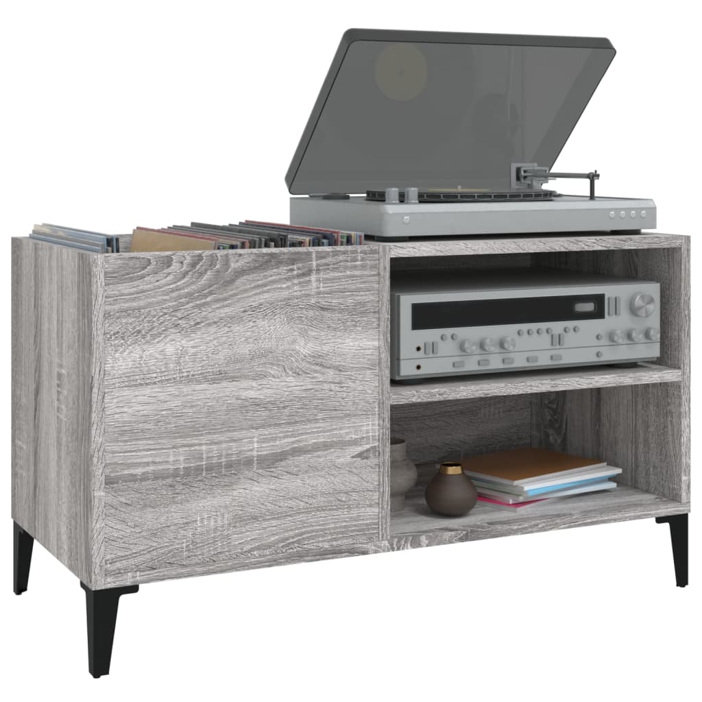 Platenkast 84,5x38x48 cm bewerkt hout grijs sonoma eikenkleurig is nu te koop bij PeponiXL, paradijselijk wonen!