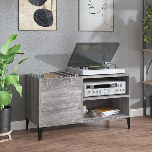 Platenkast 84,5x38x48 cm bewerkt hout grijs sonoma eikenkleurig is nu te koop bij PeponiXL, paradijselijk wonen!