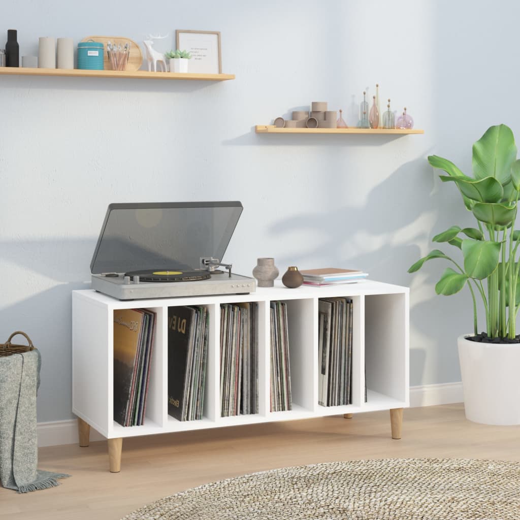 Platenkast 100x38x48 cm bewerkt hout wit is nu te koop bij PeponiXL, paradijselijk wonen!
