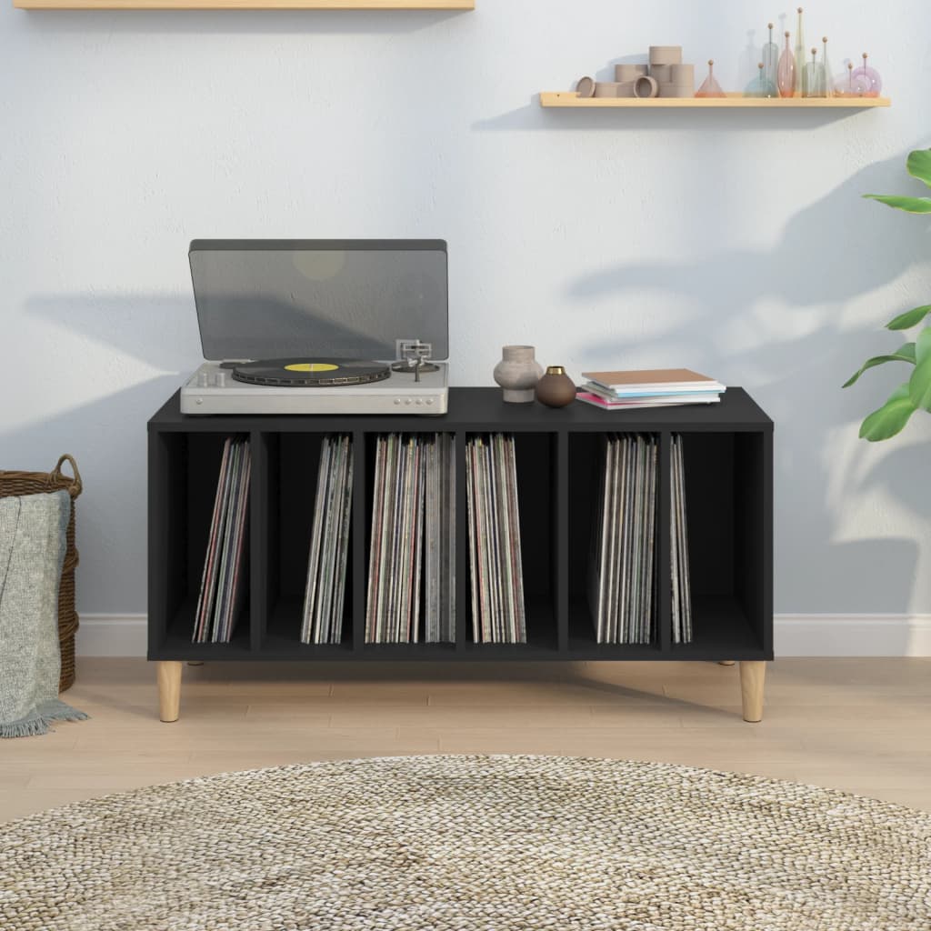 Platenkast 100x38x48 cm bewerkt hout zwart is nu te koop bij PeponiXL, paradijselijk wonen!