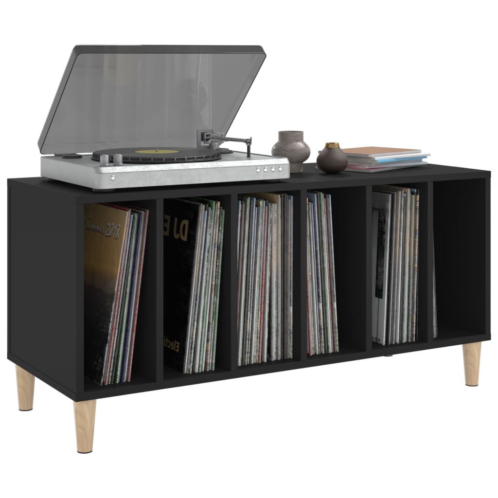 Platenkast 100x38x48 cm bewerkt hout zwart is nu te koop bij PeponiXL, paradijselijk wonen!