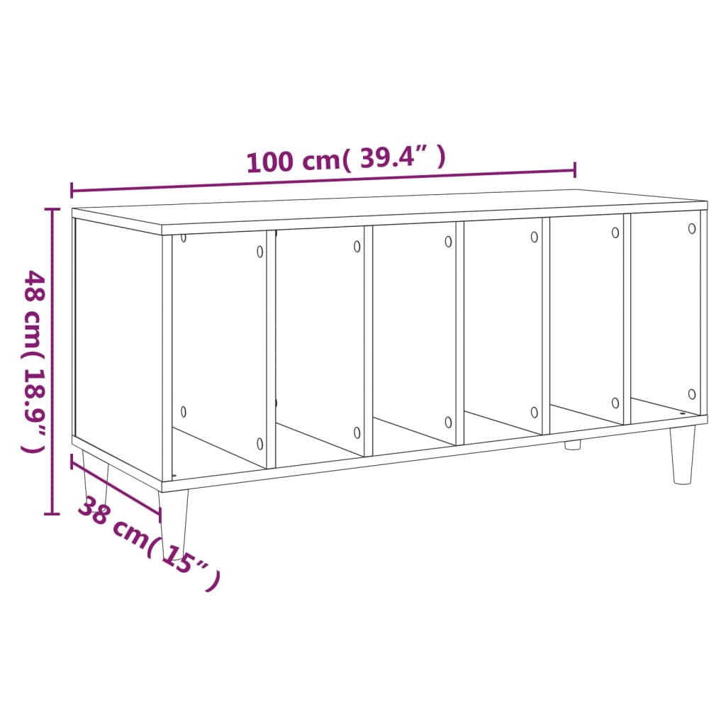 Platenkast 100x38x48 cm bewerkt hout zwart is nu te koop bij PeponiXL, paradijselijk wonen!