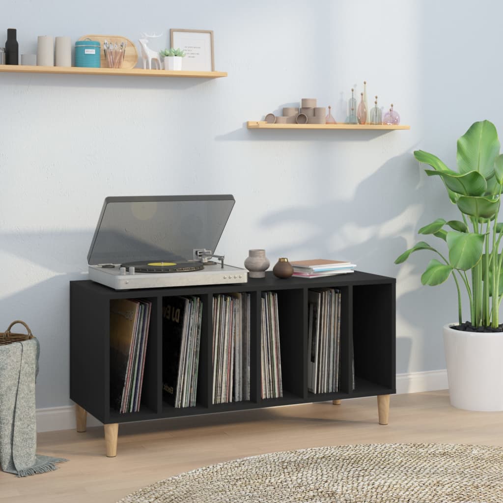 Platenkast 100x38x48 cm bewerkt hout zwart is nu te koop bij PeponiXL, paradijselijk wonen!