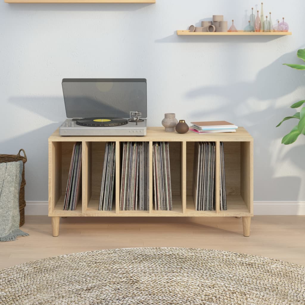 Platenkast 100x38x48 cm bewerkt hout sonoma eikenkleurig is nu te koop bij PeponiXL, paradijselijk wonen!