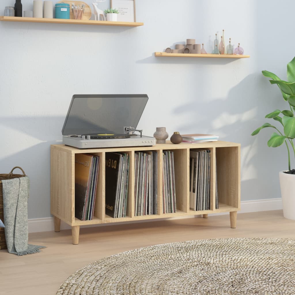 Platenkast 100x38x48 cm bewerkt hout sonoma eikenkleurig is nu te koop bij PeponiXL, paradijselijk wonen!