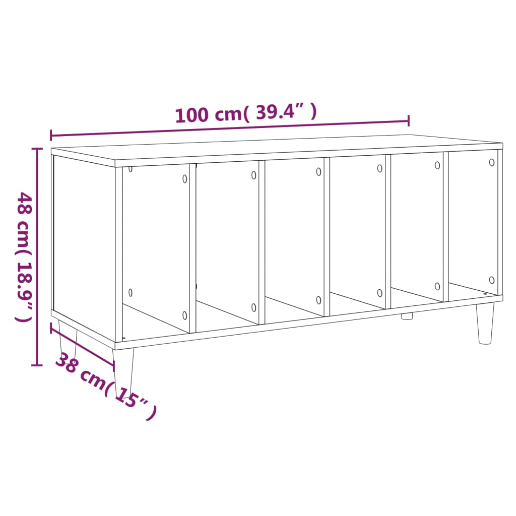 Platenkast 100x38x48 cm bewerkt hout gerookt eikenkleurig is nu te koop bij PeponiXL, paradijselijk wonen!
