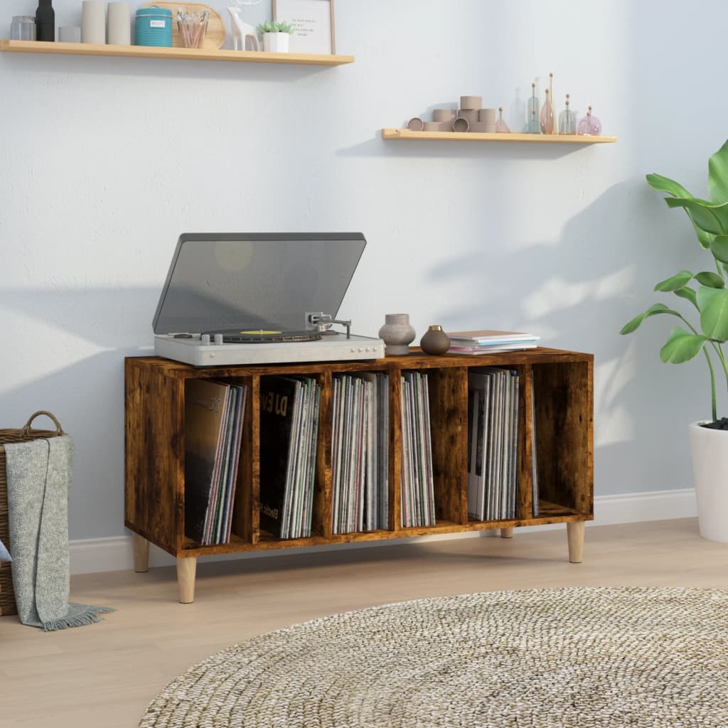 Platenkast 100x38x48 cm bewerkt hout gerookt eikenkleurig is nu te koop bij PeponiXL, paradijselijk wonen!