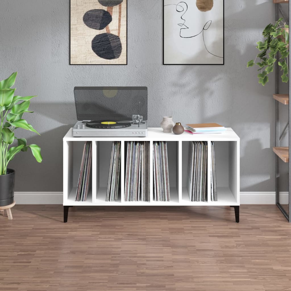 Platenkast 100x38x48 cm bewerkt hout wit is nu te koop bij PeponiXL, paradijselijk wonen!