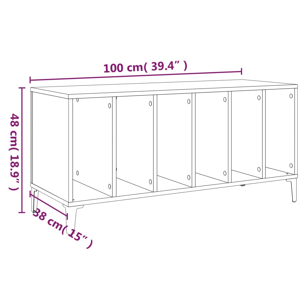 Platenkast 100x38x48 cm bewerkt hout wit is nu te koop bij PeponiXL, paradijselijk wonen!
