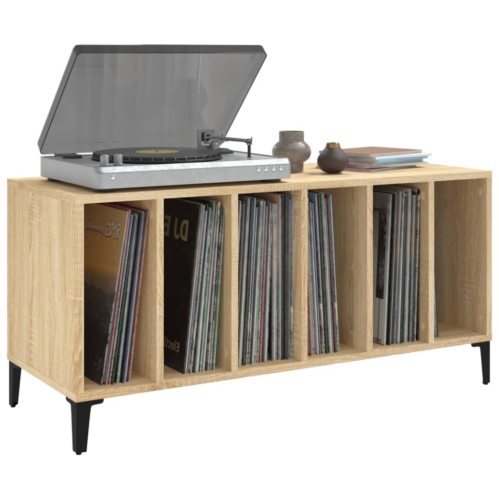 Platenkast 100x38x48 cm bewerkt hout sonoma eikenkleurig is nu te koop bij PeponiXL, paradijselijk wonen!