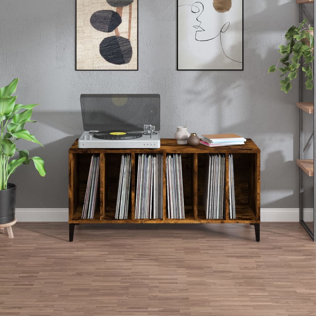 Platenkast 100x38x48 cm bewerkt hout gerookt eikenkleurig is nu te koop bij PeponiXL, paradijselijk wonen!