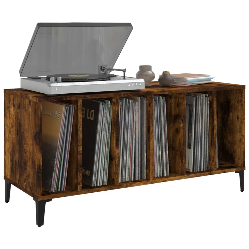Platenkast 100x38x48 cm bewerkt hout gerookt eikenkleurig is nu te koop bij PeponiXL, paradijselijk wonen!