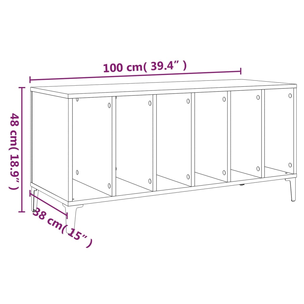 Platenkast 100x38x48 cm bewerkt hout gerookt eikenkleurig is nu te koop bij PeponiXL, paradijselijk wonen!