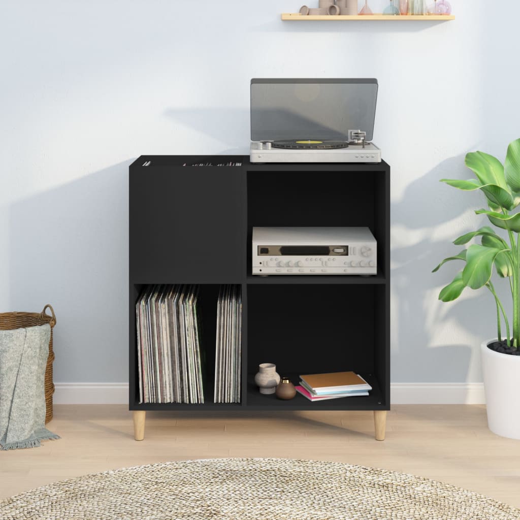 Platenkast 84,5x38x89 cm bewerkt hout zwart is nu te koop bij PeponiXL, paradijselijk wonen!