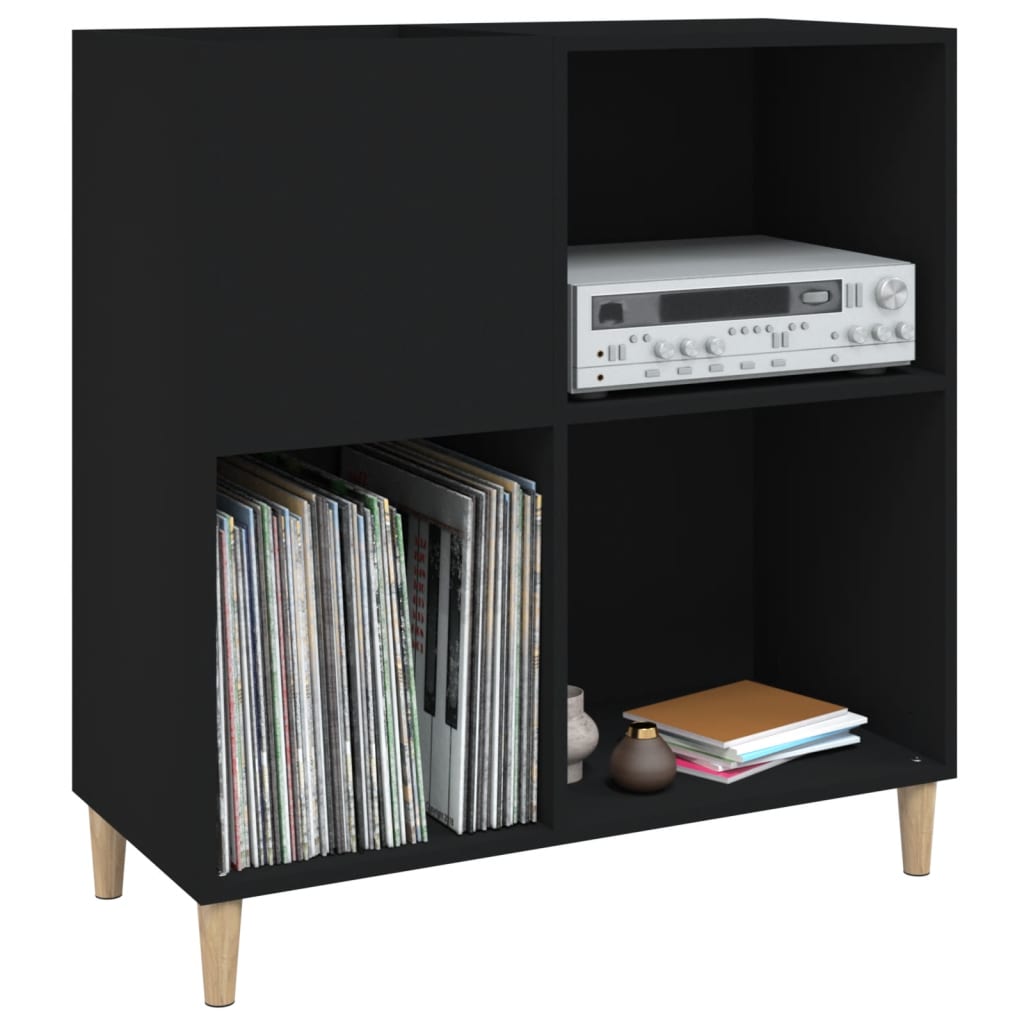 Platenkast 84,5x38x89 cm bewerkt hout zwart is nu te koop bij PeponiXL, paradijselijk wonen!