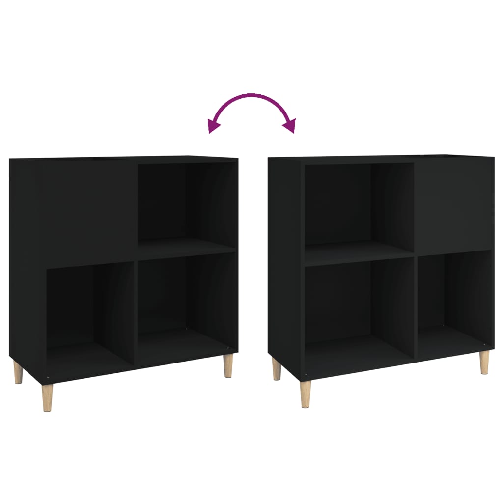 Platenkast 84,5x38x89 cm bewerkt hout zwart is nu te koop bij PeponiXL, paradijselijk wonen!