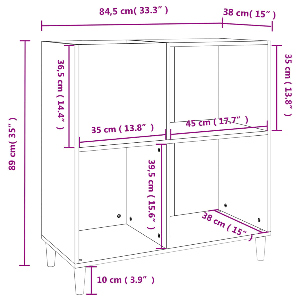 Platenkast 84,5x38x89 cm bewerkt hout zwart is nu te koop bij PeponiXL, paradijselijk wonen!