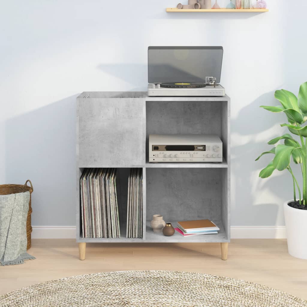 Platenkast 84,5x38x89 cm bewerkt hout betongrijs is nu te koop bij PeponiXL, paradijselijk wonen!