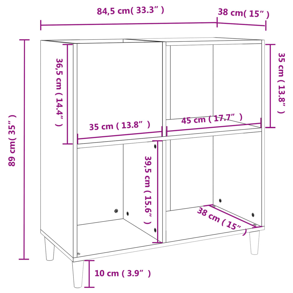 Platenkast 84,5x38x89 cm bewerkt hout betongrijs is nu te koop bij PeponiXL, paradijselijk wonen!