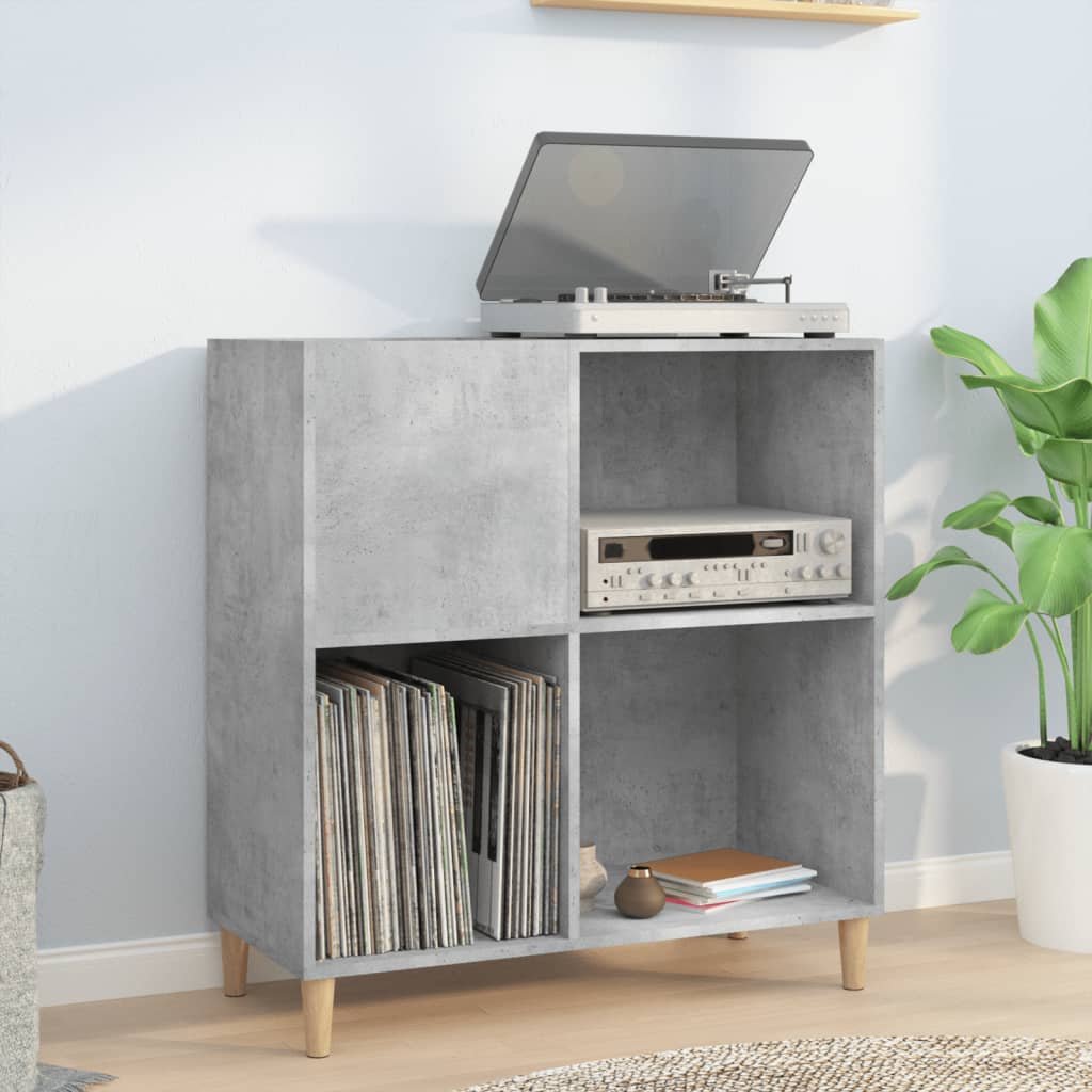 Platenkast 84,5x38x89 cm bewerkt hout betongrijs is nu te koop bij PeponiXL, paradijselijk wonen!