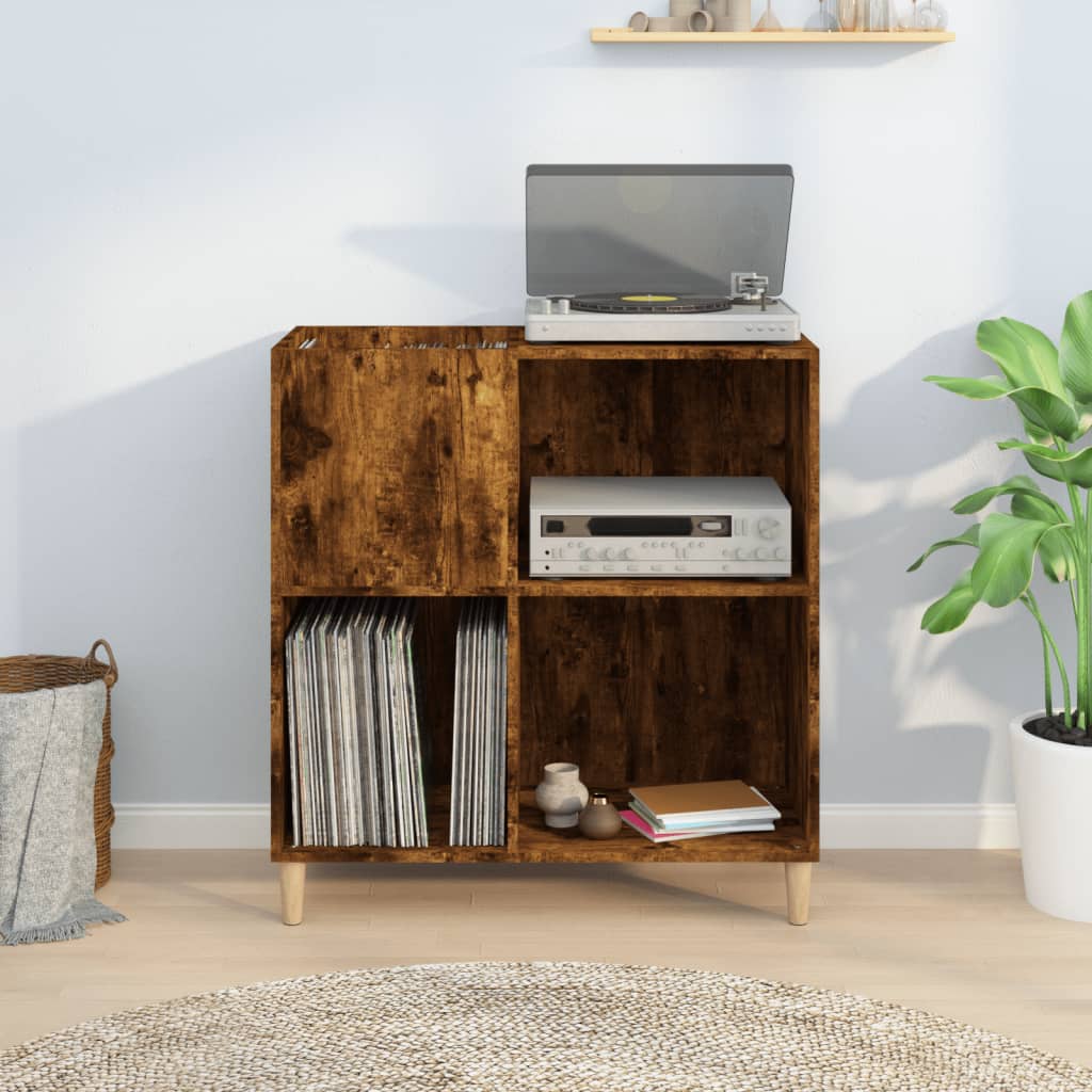 Platenkast 84,5x38x89 cm bewerkt hout gerookt eikenkleurig is nu te koop bij PeponiXL, paradijselijk wonen!
