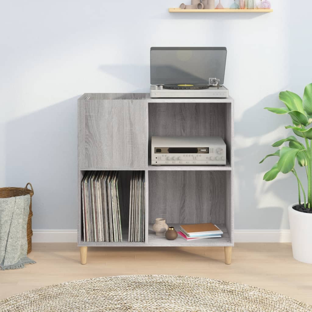 Platenkast 84,5x38x89 cm bewerkt hout grijs sonoma eikenkleurig is nu te koop bij PeponiXL, paradijselijk wonen!