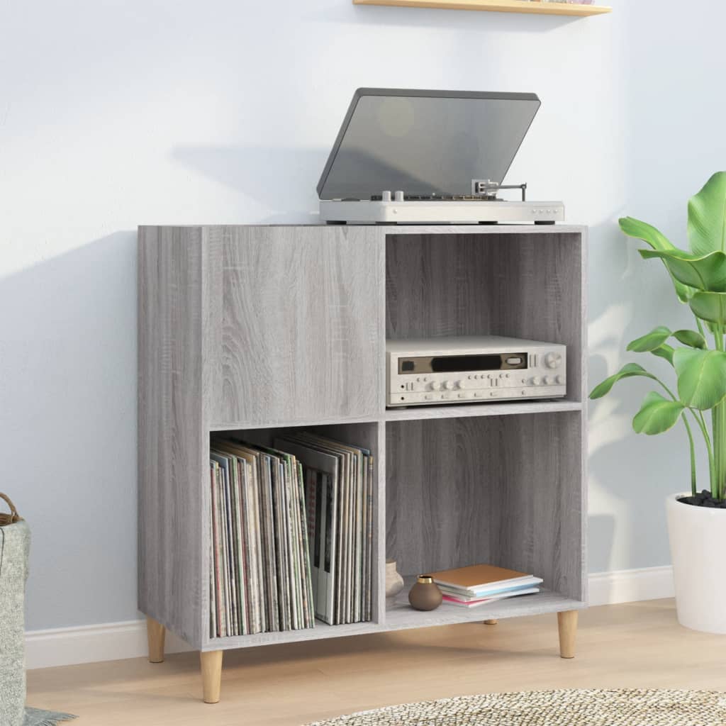 Platenkast 84,5x38x89 cm bewerkt hout grijs sonoma eikenkleurig is nu te koop bij PeponiXL, paradijselijk wonen!