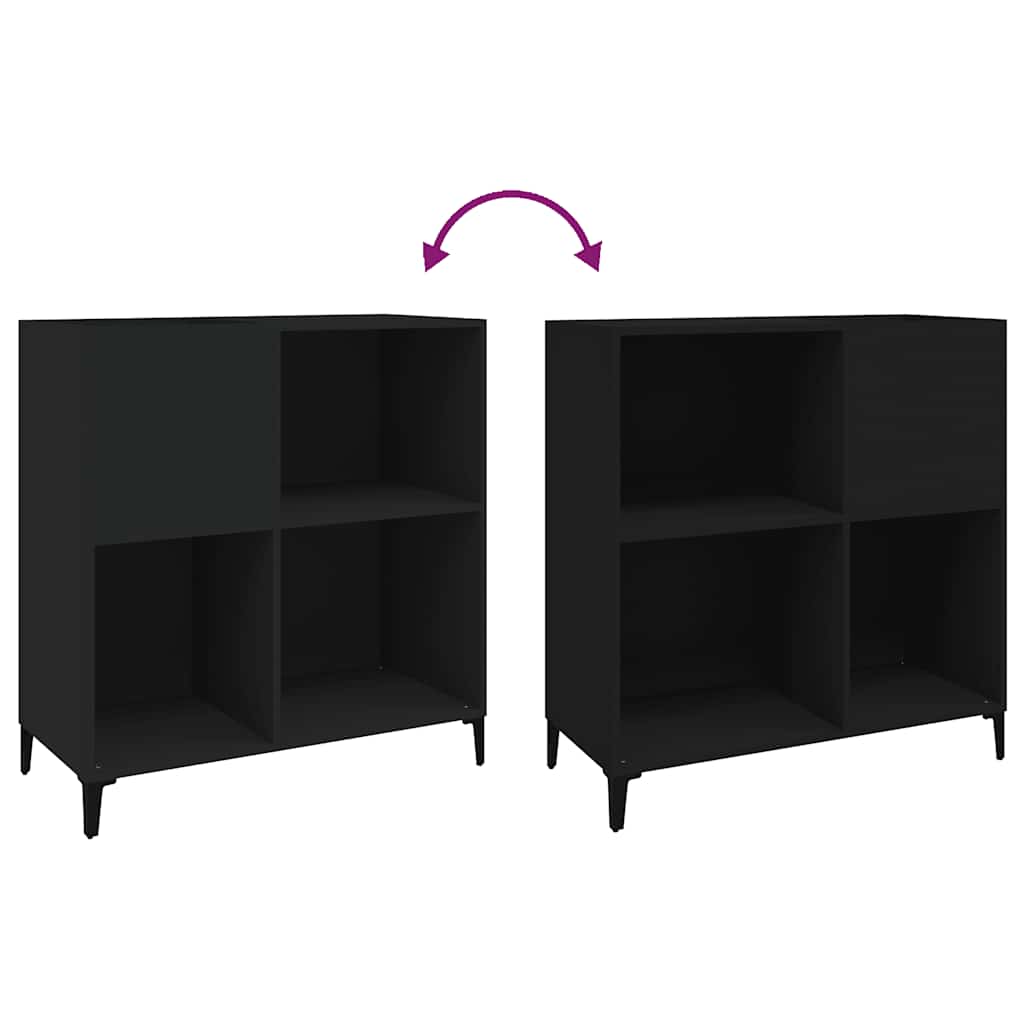Platenkast 84,5x38x89 cm bewerkt hout zwart is nu te koop bij PeponiXL, paradijselijk wonen!