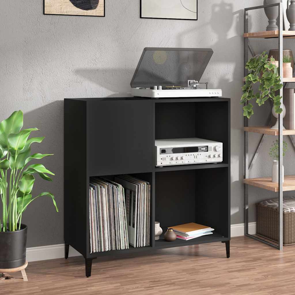 Platenkast 84,5x38x89 cm bewerkt hout zwart is nu te koop bij PeponiXL, paradijselijk wonen!
