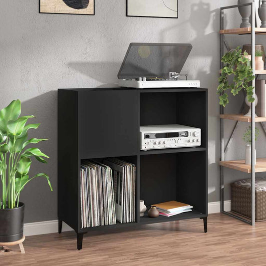Platenkast 84,5x38x89 cm bewerkt hout zwart is nu te koop bij PeponiXL, paradijselijk wonen!