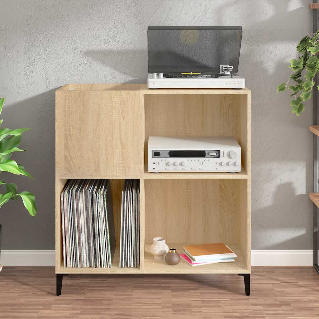 Platenkast 84,5x38x89 cm bewerkt hout sonoma eikenkleurig is nu te koop bij PeponiXL, paradijselijk wonen!