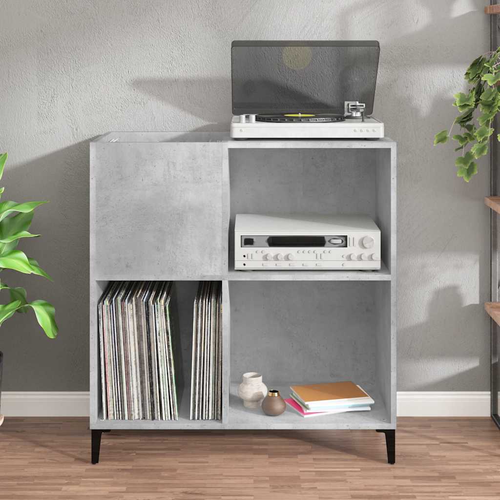 Platenkast 84,5x38x89 cm bewerkt hout betongrijs is nu te koop bij PeponiXL, paradijselijk wonen!
