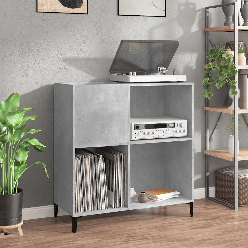 Platenkast 84,5x38x89 cm bewerkt hout betongrijs is nu te koop bij PeponiXL, paradijselijk wonen!