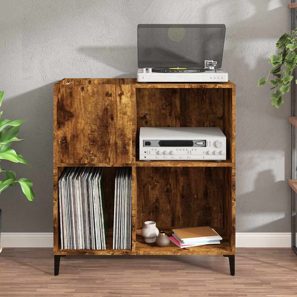 Platenkast 84,5x38x89 cm bewerkt hout gerookt eikenkleurig is nu te koop bij PeponiXL, paradijselijk wonen!