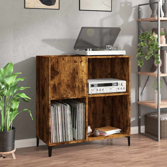 Platenkast 84,5x38x89 cm bewerkt hout gerookt eikenkleurig is nu te koop bij PeponiXL, paradijselijk wonen!
