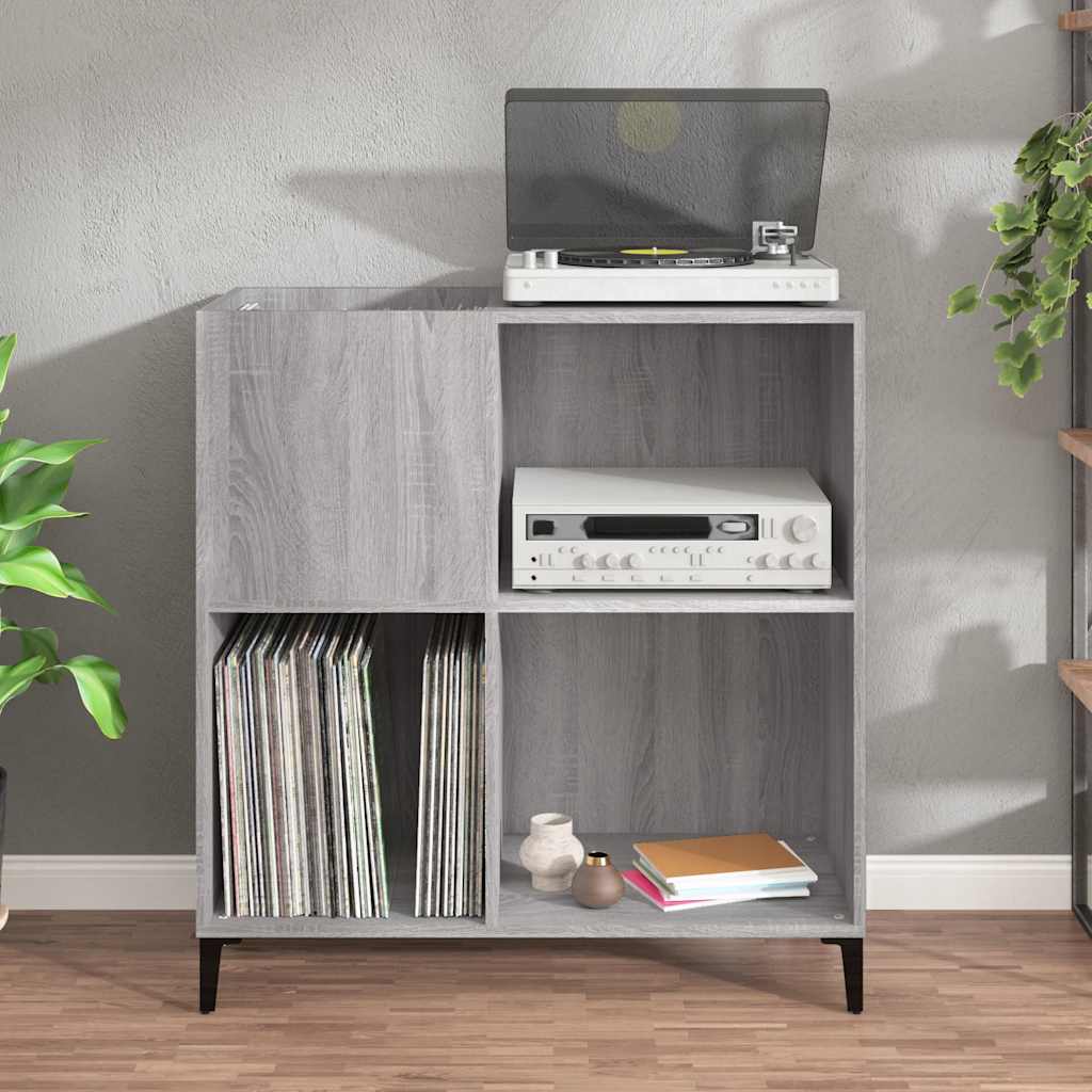 Platenkast 84,5x38x89 cm bewerkt hout grijs sonoma eikenkleurig is nu te koop bij PeponiXL, paradijselijk wonen!
