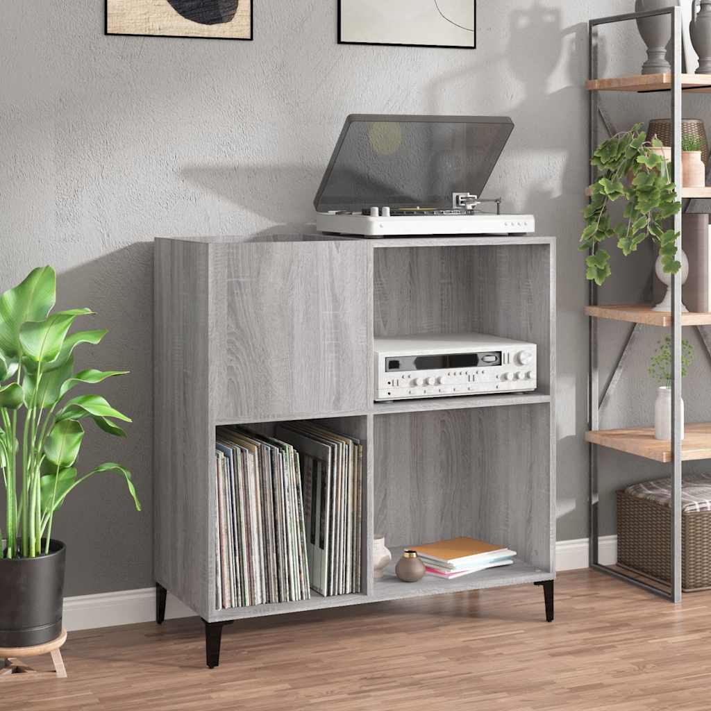 Platenkast 84,5x38x89 cm bewerkt hout grijs sonoma eikenkleurig is nu te koop bij PeponiXL, paradijselijk wonen!