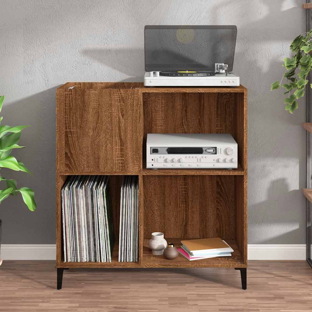 Platenkast 84,5x38x89 cm bewerkt hout bruin eikenkleur is nu te koop bij PeponiXL, paradijselijk wonen!
