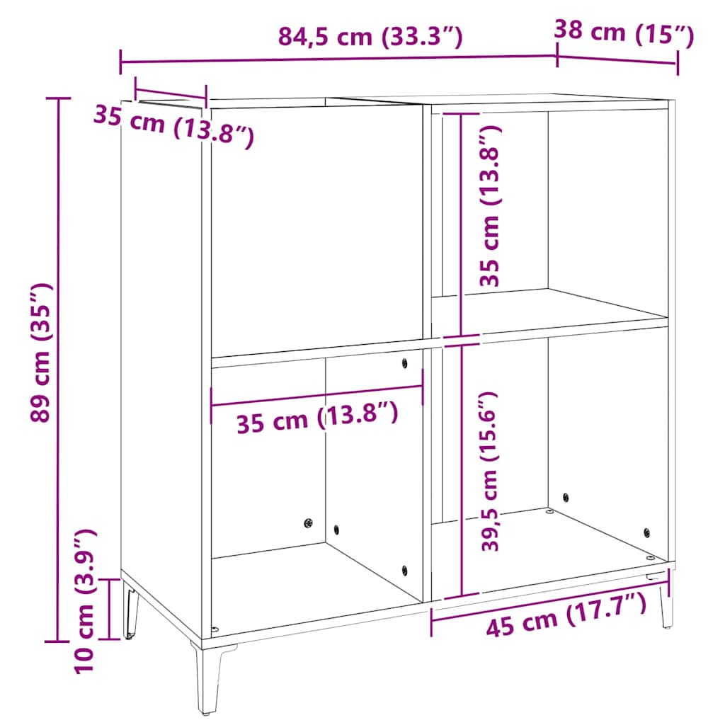 Platenkast 84,5x38x89 cm bewerkt hout bruin eikenkleur is nu te koop bij PeponiXL, paradijselijk wonen!